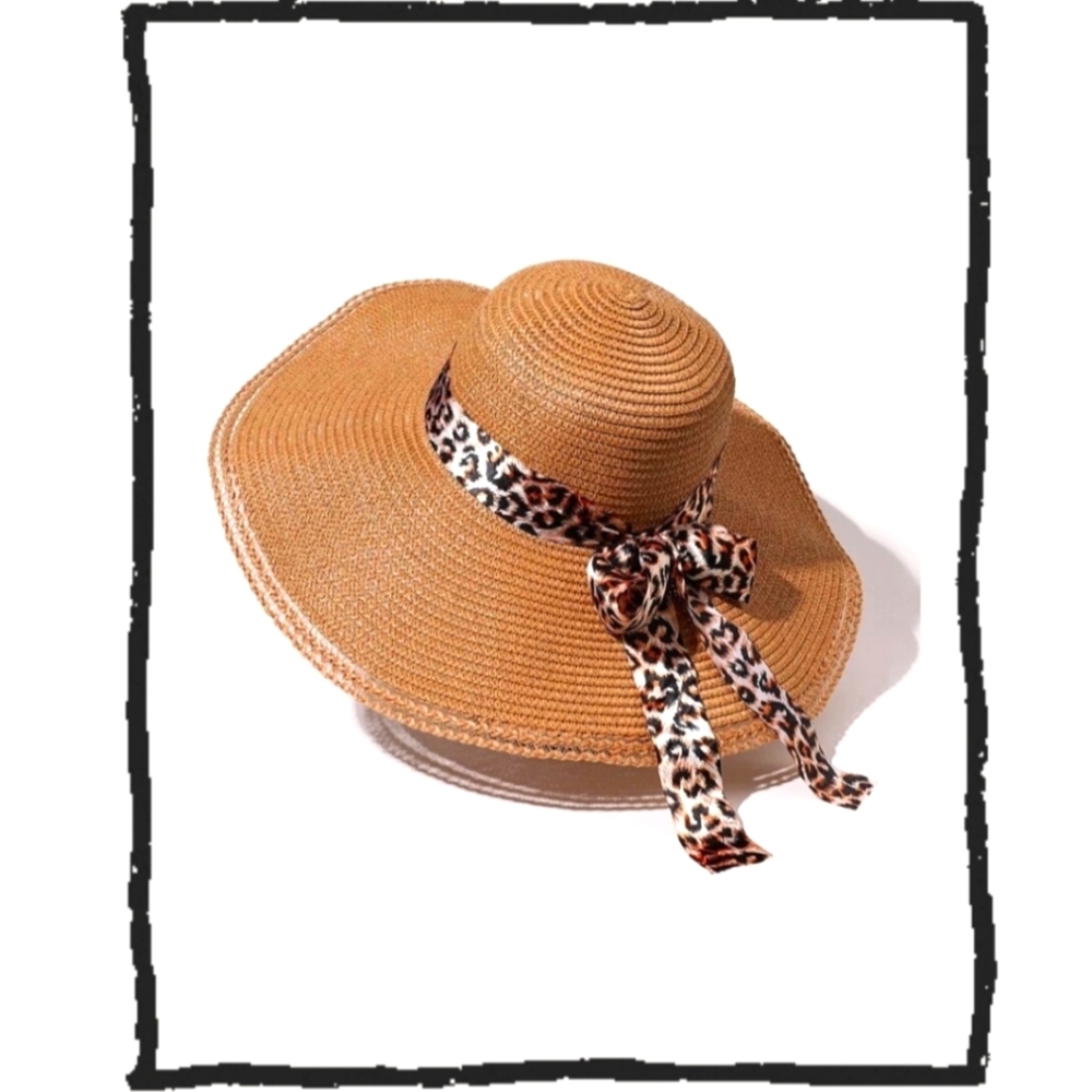 Floppy Straw Sun Hat | Animal Print